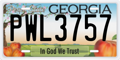 GA license plate PWL3757