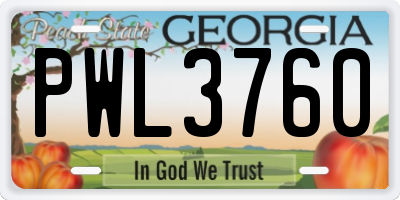 GA license plate PWL3760