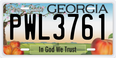 GA license plate PWL3761