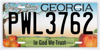 GA license plate PWL3762
