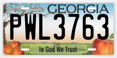 GA license plate PWL3763
