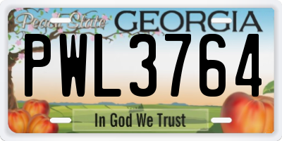 GA license plate PWL3764