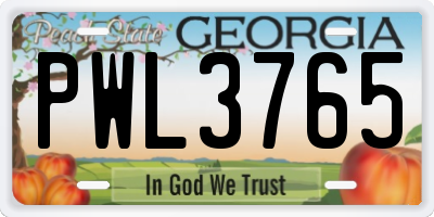 GA license plate PWL3765