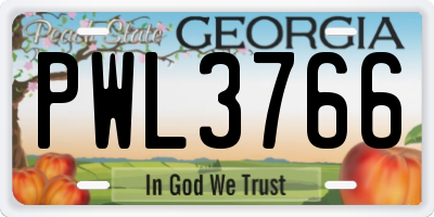 GA license plate PWL3766