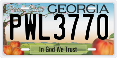 GA license plate PWL3770