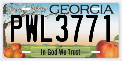 GA license plate PWL3771