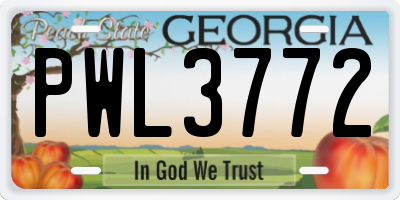 GA license plate PWL3772