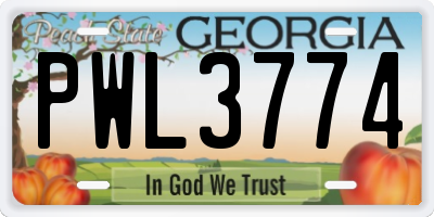 GA license plate PWL3774
