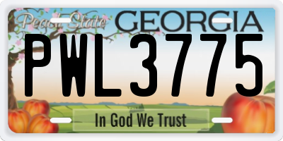 GA license plate PWL3775