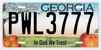 GA license plate PWL3777