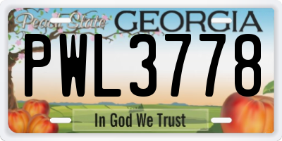 GA license plate PWL3778