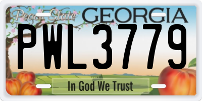 GA license plate PWL3779