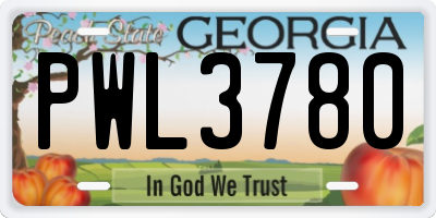 GA license plate PWL3780
