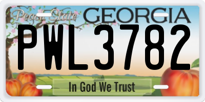 GA license plate PWL3782