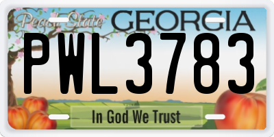 GA license plate PWL3783