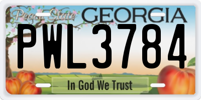 GA license plate PWL3784