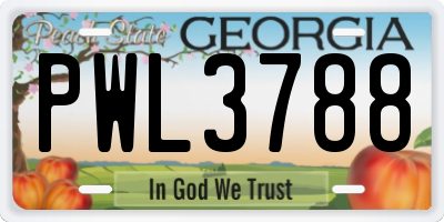 GA license plate PWL3788