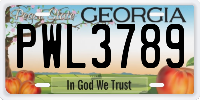 GA license plate PWL3789