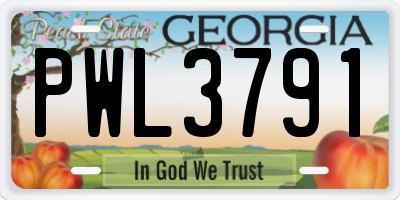 GA license plate PWL3791