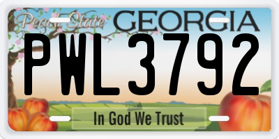 GA license plate PWL3792