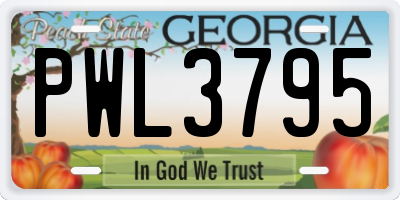 GA license plate PWL3795