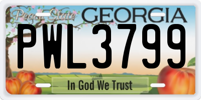 GA license plate PWL3799