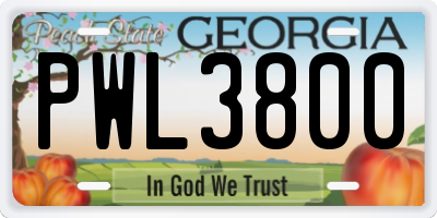 GA license plate PWL3800