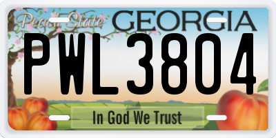 GA license plate PWL3804