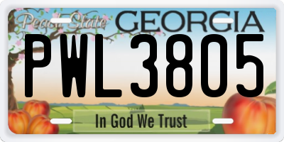 GA license plate PWL3805