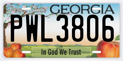 GA license plate PWL3806