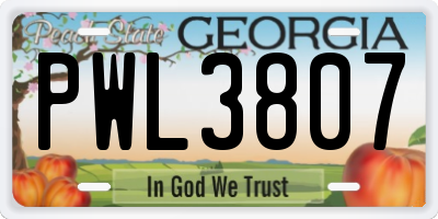 GA license plate PWL3807