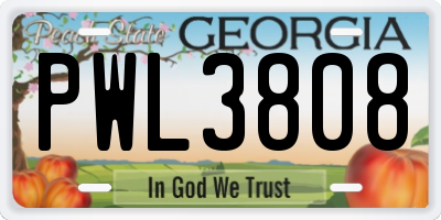 GA license plate PWL3808