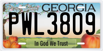 GA license plate PWL3809