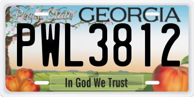 GA license plate PWL3812