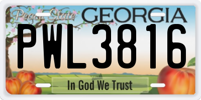 GA license plate PWL3816