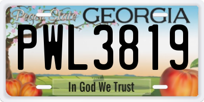 GA license plate PWL3819