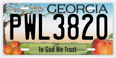 GA license plate PWL3820