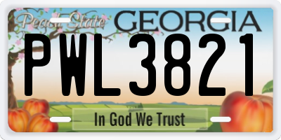 GA license plate PWL3821