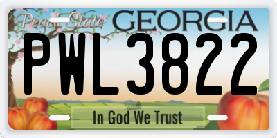 GA license plate PWL3822