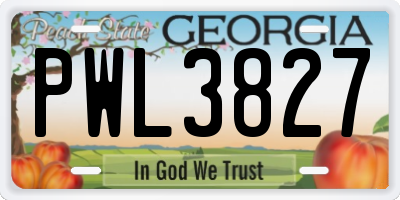 GA license plate PWL3827