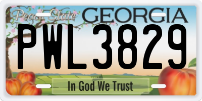 GA license plate PWL3829