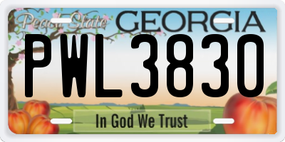 GA license plate PWL3830