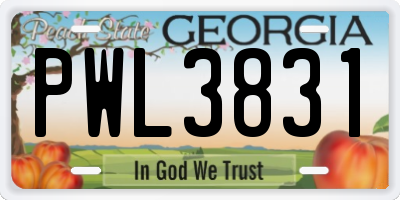 GA license plate PWL3831