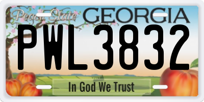 GA license plate PWL3832