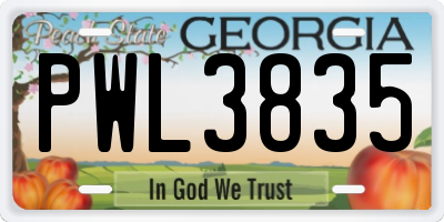GA license plate PWL3835