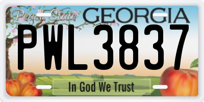 GA license plate PWL3837