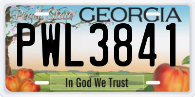 GA license plate PWL3841