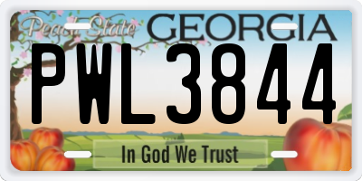 GA license plate PWL3844