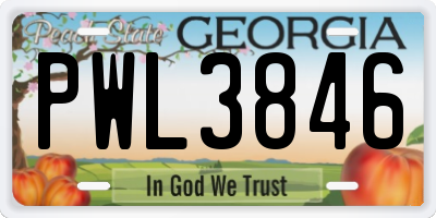 GA license plate PWL3846
