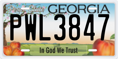 GA license plate PWL3847